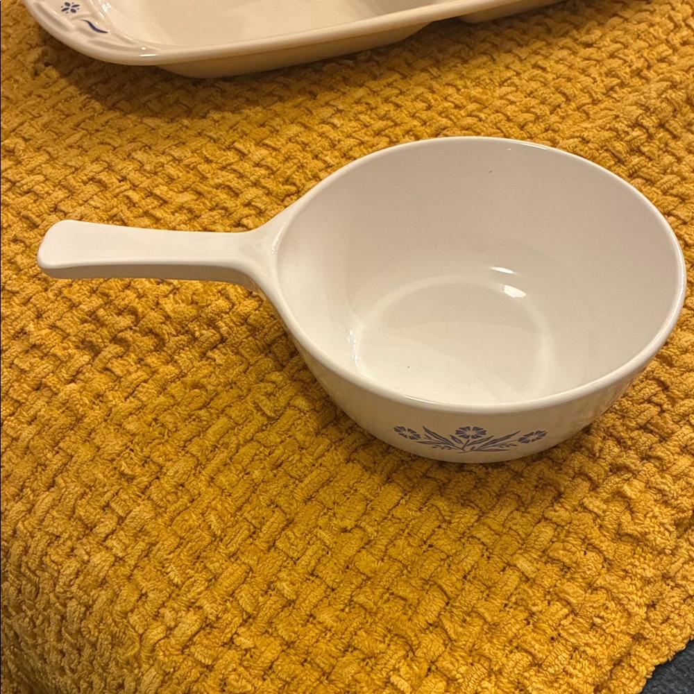 Corningware White Serving Bowl with Blue Floral Accent